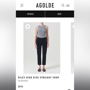 Black AGOLDE Riley high rise straight crop jeans